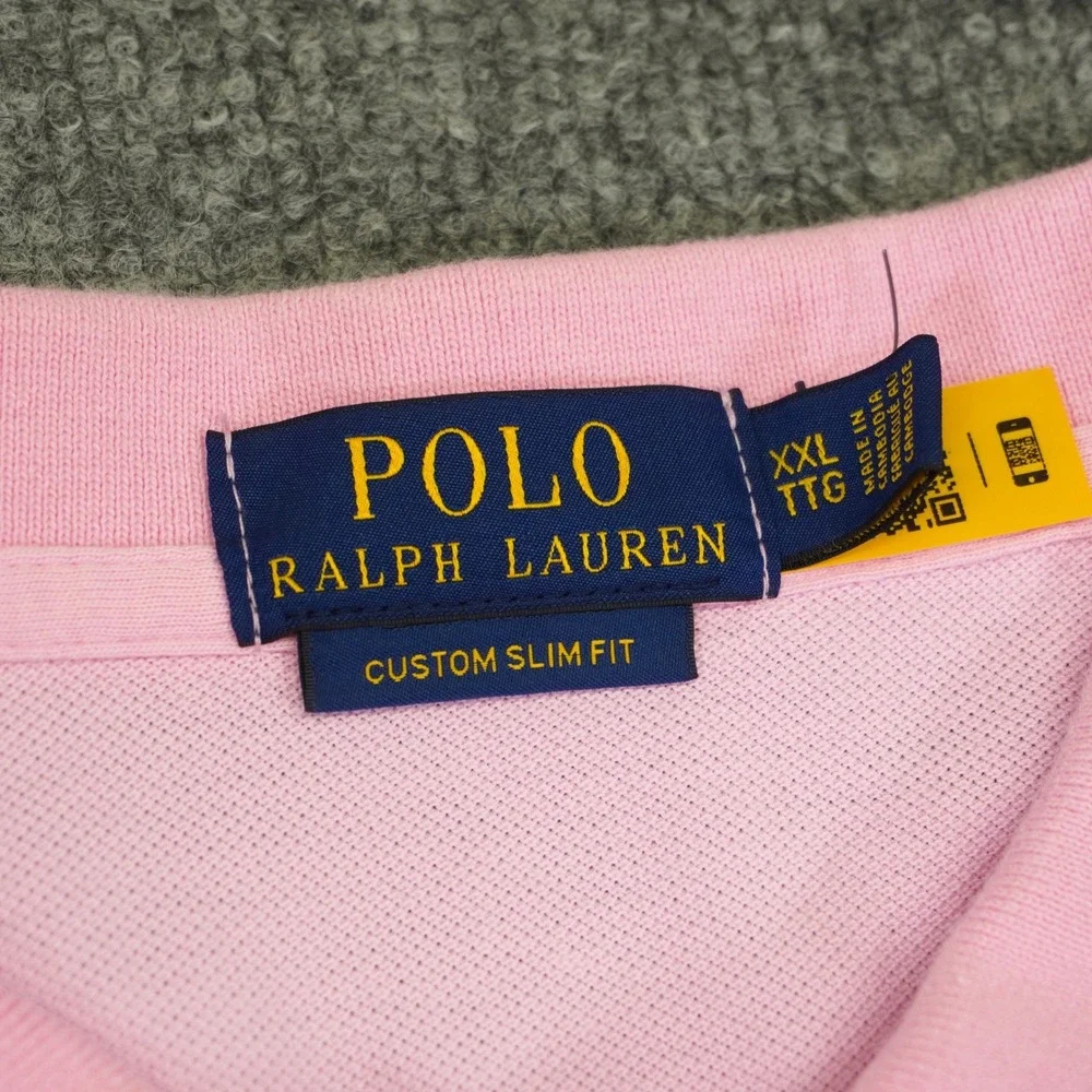 Polo Ralph Lauren Polo Shirt Mens XXL Pink Custom Slim Fit Short Sleeve